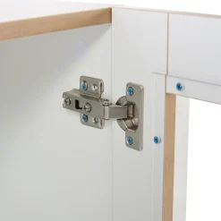 Vitrine - Portes Transparentes, LED Contrôlable par App, Étagères Verre - Panneau de Particules - Blanc 74x40x120 cm