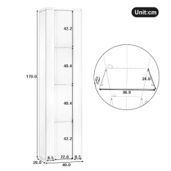 Vitrine - Vitrine de Collection - LED à Changement de - Télécommande/App - PB et Verre - 40 x 29 x 170 cm - Blanc