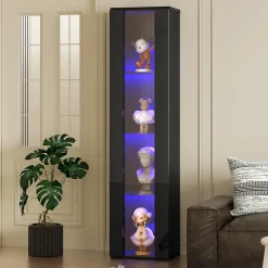 Vitrine - Vitrine de Collection - LED à Changement de - PB et Verre - 40 x 29 x 170 cm - Noir