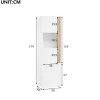 Vitrine Armoire de Rangement avec Éclairage LED et 2 Portes dont 1 en Acrylique - Panneaux de Particules - Blanc et Naturel
