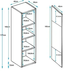 Vitrine armoire LED contemporaine - Noir/Blanc - Aluminium - 1 porte - 40x29x177 cm