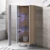 Vitrine armoire LED élégante - Blanc & Sonoma - Mélamine - 1 porte - 40x29x138 cm