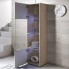 Vitrine armoire LED élégante - Sonoma & blanc - Mélamine - 1 porte 4 compartiments - 40 x 29 x 167 cm
