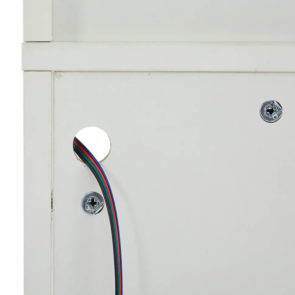 Vitrine, Armoire Vitrine Haute avec Éclairage LED et Télécommande, Portes Vitrées et 1 Étagère en Verre, 45x35x160 cm, Blanc