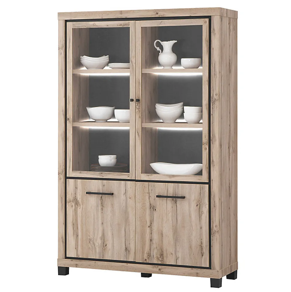 Vitrine avec éclairage 2+2 portes Elégance