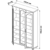 Vitrine Bibliothèque Chêne 3 Portes Vitrées 12 Niches L 120.6 H 182.2 P 33 cm - L 120.6 x l 33 x H 182.2 cm