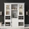 Vitrine Éclairage LED 16 Couleurs, Porte en Acrylique, Casier à Vin et Tiroir, Meuble de Rangement Salon, MDF, Blanc 143x46x170 cm
