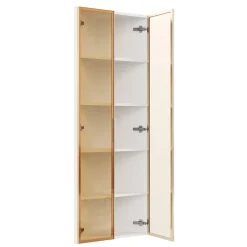 Vitrine d'angle 62x35x160 cm - Avec éclairage LED - 2 portes en verre trempé - Design d'angle - MDF+verre - Blanc