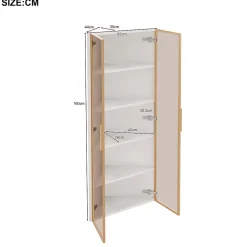 Vitrine d'angle 62x35x160 cm - Avec éclairage LED - 2 portes en verre trempé - Design d'angle - MDF+verre - Blanc