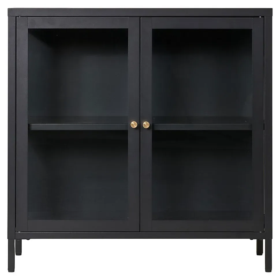 Vitrine de Salon Dalby, Noir, Métal, 80x35x80 cm, Seven Design
