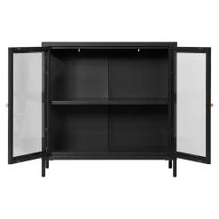 Vitrine de Salon Dalby, Noir, Métal, 80x35x80 cm, Seven Design