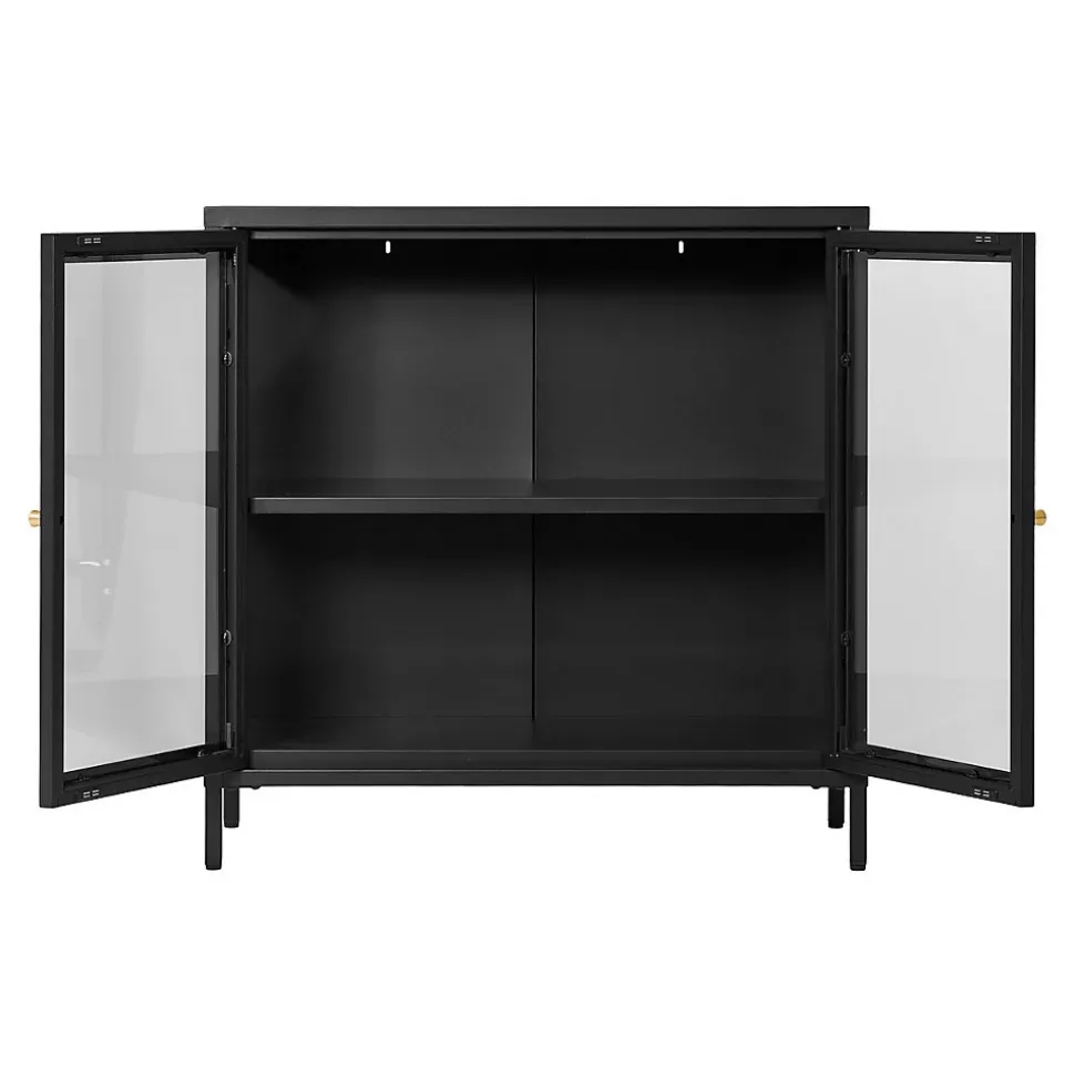 Vitrine de Salon Dalby, Noir, Métal, 80x35x80 cm, Seven Design