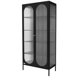 Vitrine de Salon 80x175x40 cm, Noir, Armoire avec 5 Compartiments de Rangement/Étagères et 2 Porte