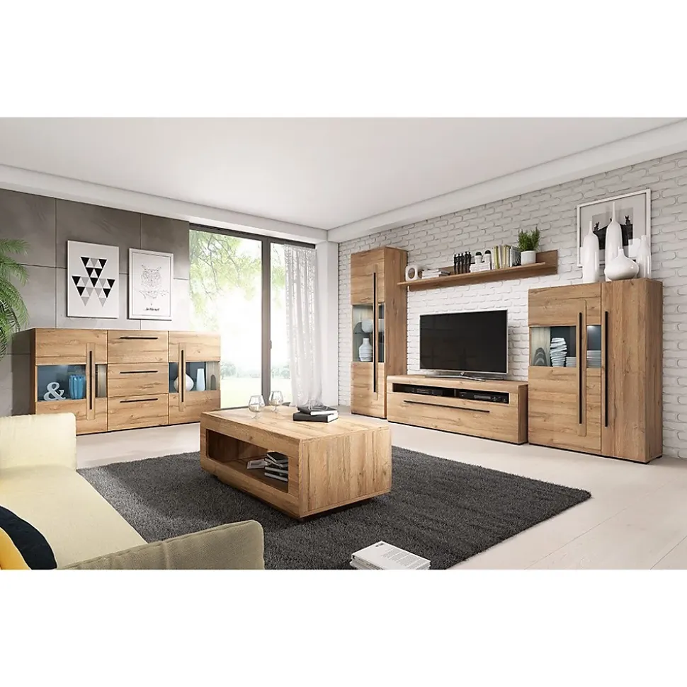 Vitrine design XL collection BREDA. LED incluses. Coloris chene.