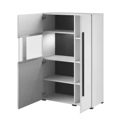 Vitrine design XL collection BREDA. Coloris blanc mat et blanc brillant