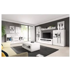 Vitrine design XL collection BREDA. Coloris blanc mat et blanc brillant
