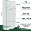 Vitrine d'exposition à double porte 4 niveaux avec LED intégrée, fond blanc, verre trempé transparent, Design moderne et lumineux