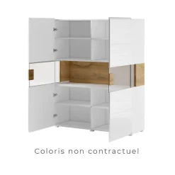 Vitrine double portes collection OHIO. Couleur gris anthracite et chene. LED incluses