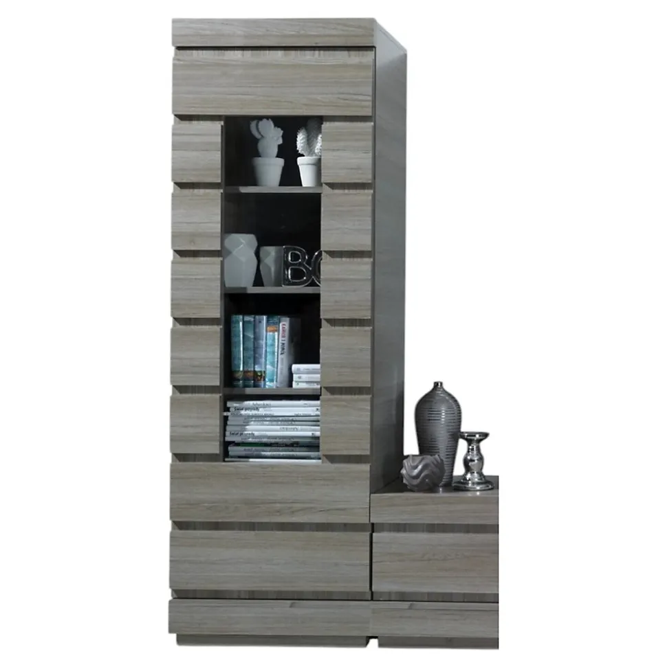 Vitrine DUCAL - 1 Porte - Coloris Effet Bois Gris - 60 x 50 x 185 cm