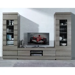 Vitrine DUCAL - 1 Porte - Coloris Effet Bois Gris - 60 x 50 x 185 cm