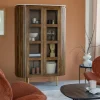 Vitrine en bois de manguier et marbre Sienne