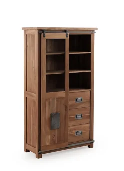 Vitrine en bois massif d'acacia recyclé