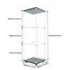 Vitrine en Verre - 3 étagères - Avec LEDs, lumière et serrure, noir
