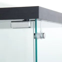 Vitrine en verre à deux portes avec éclairage LED et 4 étagères, étagère sur pied pour salon, chambre à coucher, bureau, noir