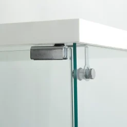 Vitrine en verre à deux portes avec éclairage LED, 4 étagères, bibliothèque sur pied moderne pour salon, chambre ou bureau, blanc