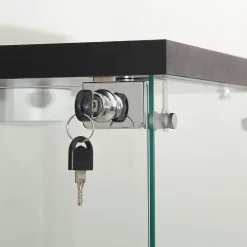 Vitrine en Verre 2 étagères, Meuble Vitrine Verre avec LED et Portes, 86x40x36 cm, Noir
