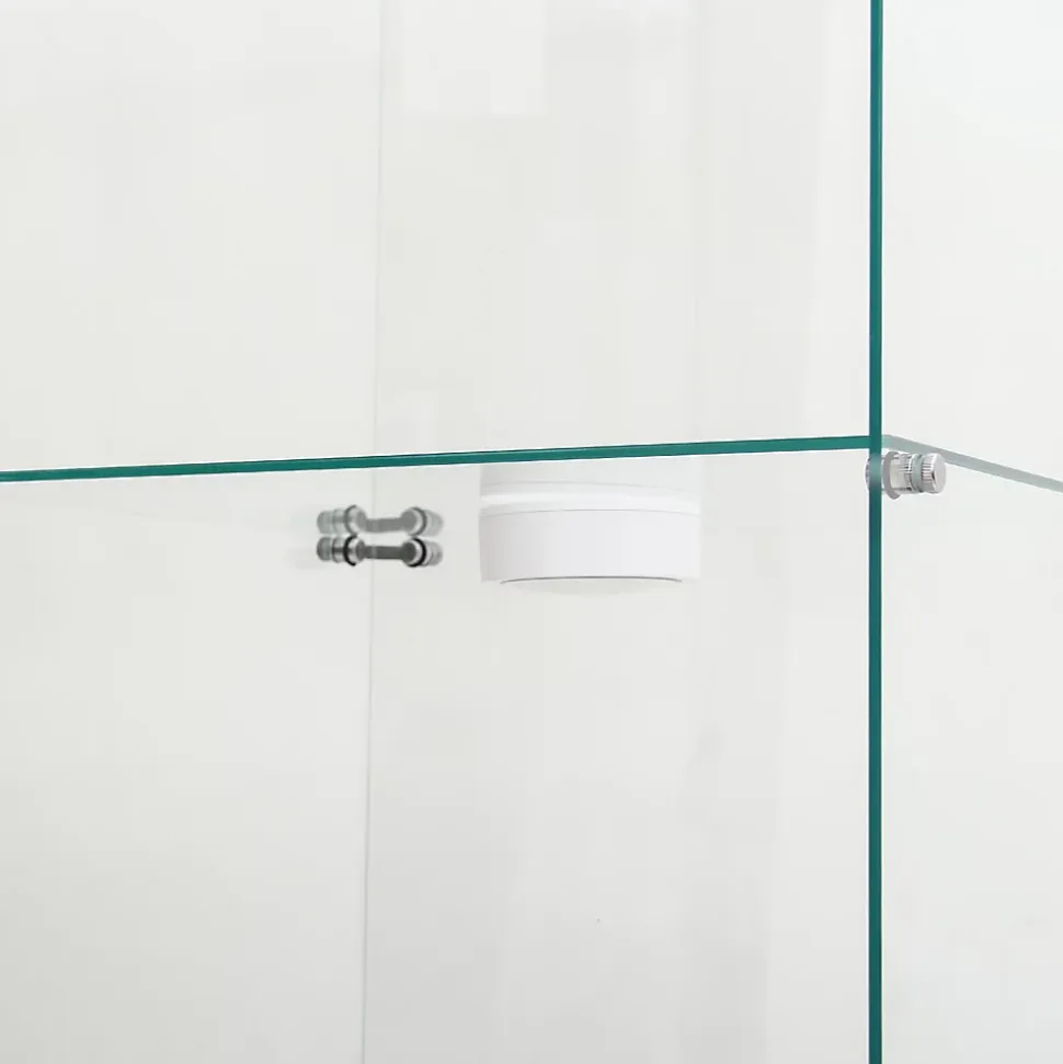 Vitrine en verre à trois couches avec lumière LED, noire, élégante vitrine en verre pour exposer vos trésors