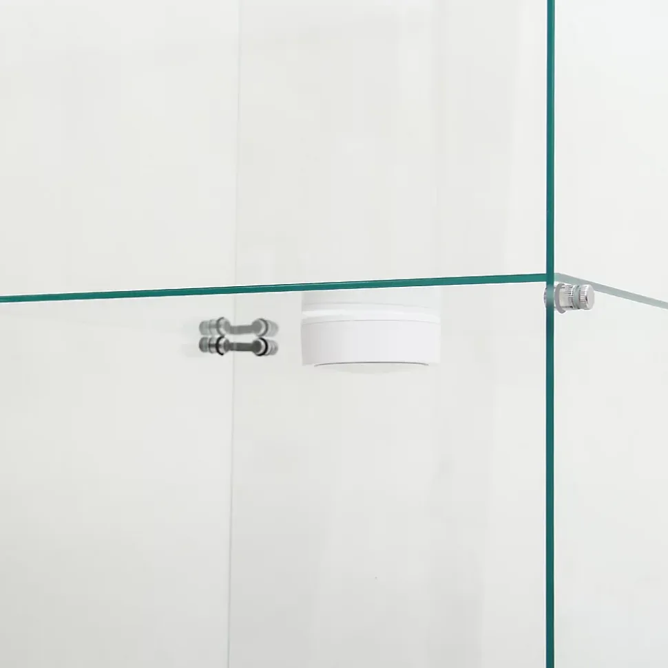 Vitrine en verre à trois couches avec lumière LED, noire, élégante vitrine en verre pour exposer vos trésors