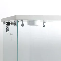 Vitrine en verre à trois couches avec lumière LED, blanc, élégante vitrine en verre pour exposer vos trésors