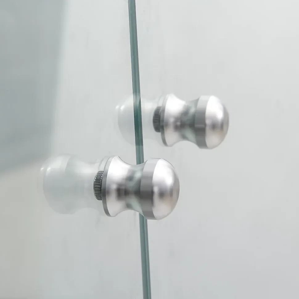Vitrine en verre avec 4 étagères, vitrine à 2 portes avec lumière et serrure, noir
