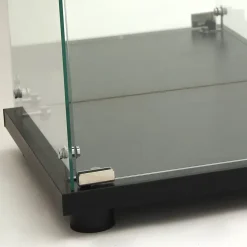 Vitrine En Verre Avec LED Et Miroir, Avec 1 Porte Et 4 Étagères, Pour Salon, Noir