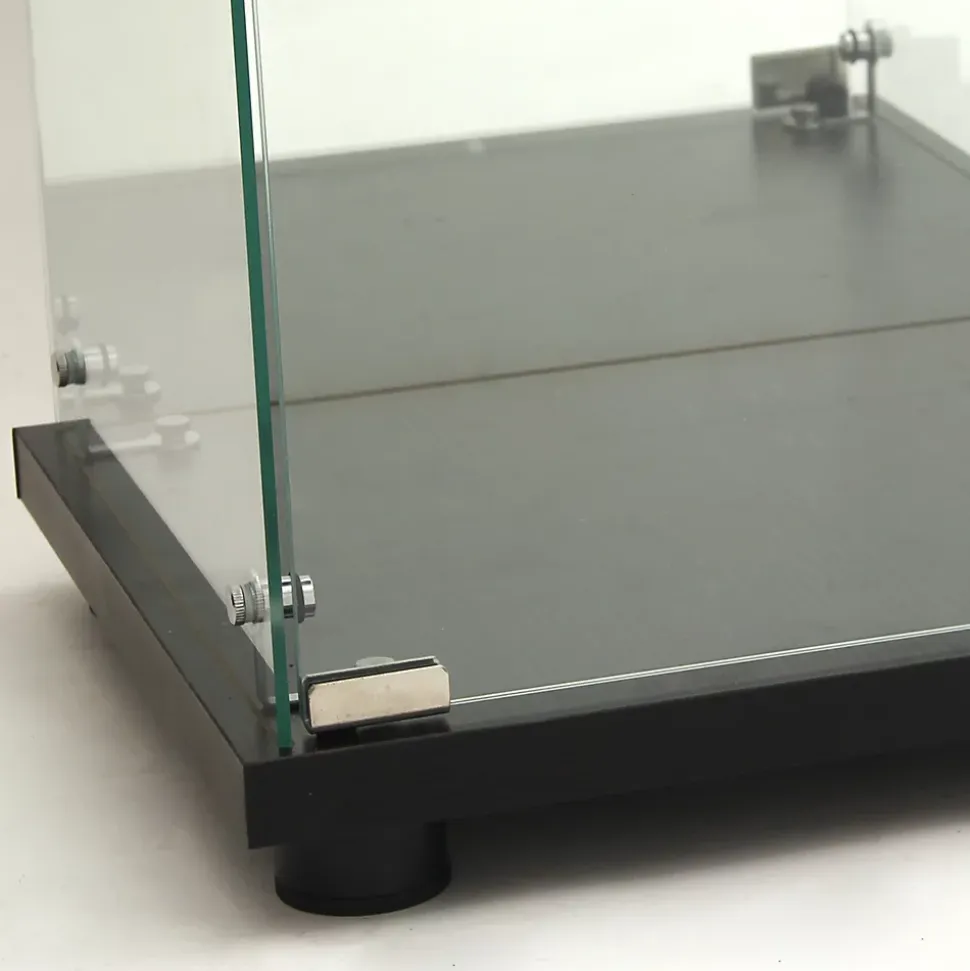 Vitrine En Verre Avec LED Et Miroir, Avec 1 Porte Et 4 Étagères, Pour Salon, Noir