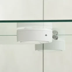 Vitrine En Verre Avec Miroir Et Éclairage LED,2 Portes,4 Étagères,convient Pour Bureau, Salon,blanc