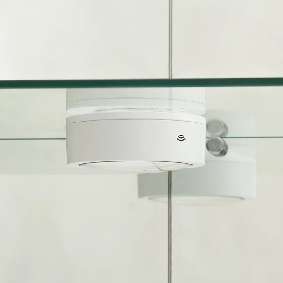 Vitrine En Verre Avec Miroir Et Éclairage LED,2 Portes,4 Étagères,convient Pour Bureau, Salon,blanc