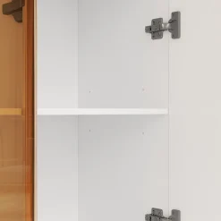 Vitrine en verre de 165 cm de haut - Éclairage LED - 3 portes - Étagères réglables - MDF + Panneaux de particules - Blanc