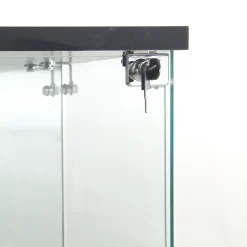 Vitrine en verre, LED, miroir arrière, 4 couches, 1 porte, 42x36x164cm, salon, chambre à coucher, bureau, Noir