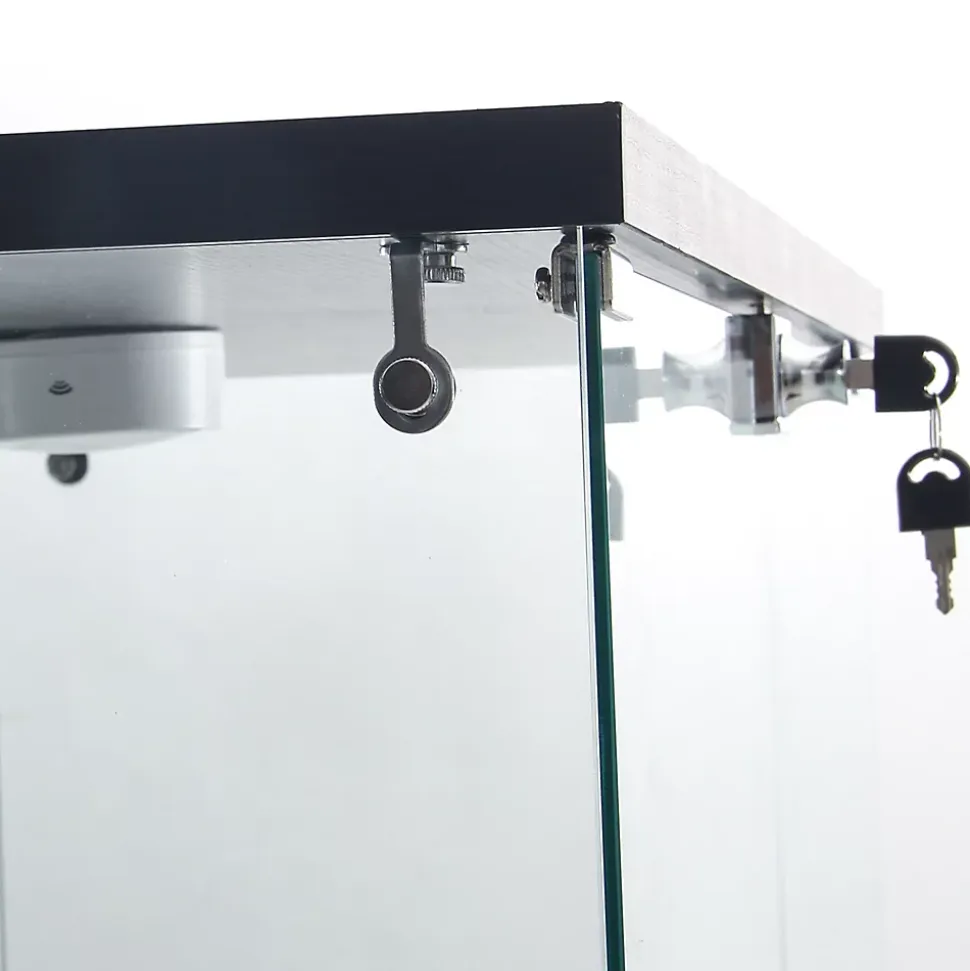 Vitrine en verre moderne noire 40.5 x 36.5 x 163.9 cm avec 4 étagères, pour livres, vin et objets de collection