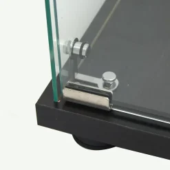 Vitrine en verre noire 4 étagères avec LED, porte et pieds réglables, Meuble d'exposition pour salon, chambre ou bureau