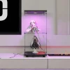 Vitrine en verre trempé à 2 niveaux avec porte, structure en métal noir et éclairage LED intégré, Design moderne et élégant