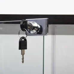 Vitrine en verre trempé noire 2 portes, 4 étagères, meuble vitrine sur pied pour salon chambre bureau