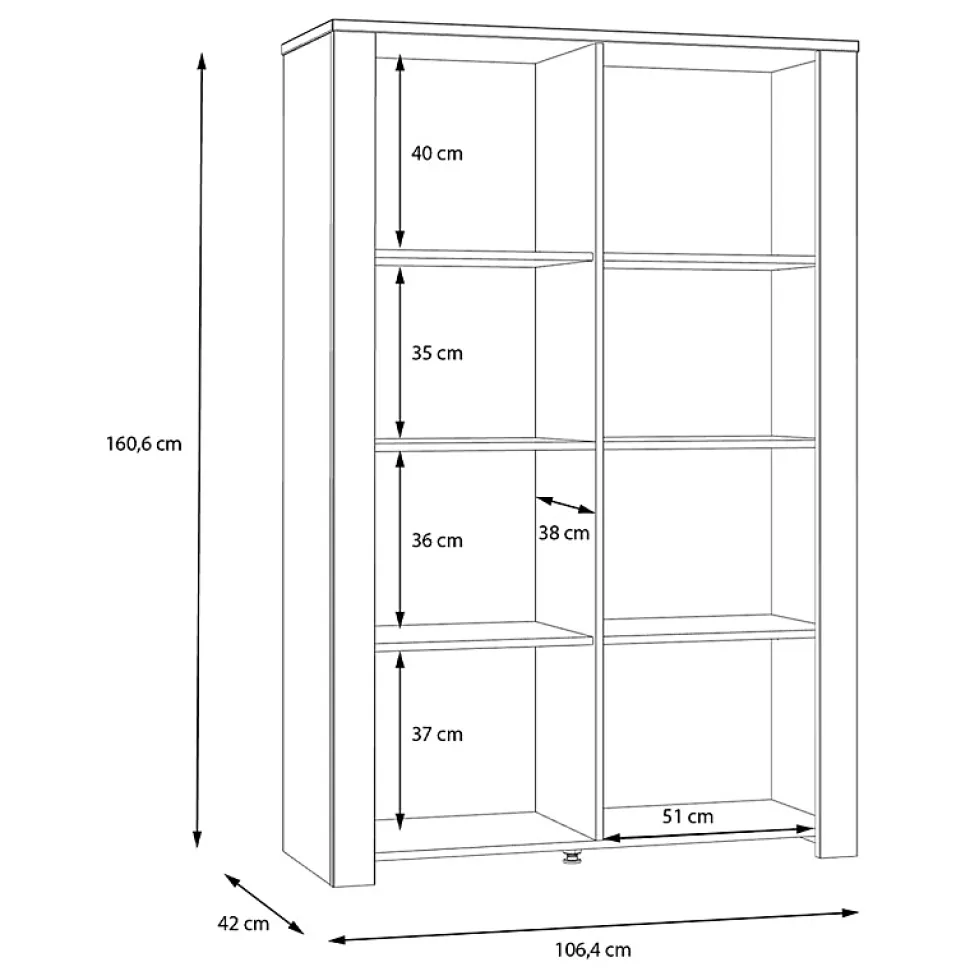 Vitrine H161 cm décor chêne et gris clair avec poignées noir - ANTIBES