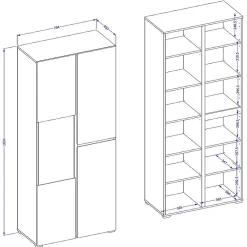 Vitrine haute 2 portes collection HAVANA avec LED intégrée. Coloris blanc et noir.