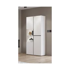Vitrine haute 2 portes collection HAVANA. Coloris blanc et noir.