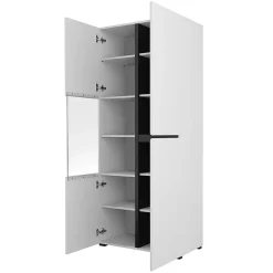 Vitrine haute 2 portes collection HAVANA. Coloris blanc et noir.