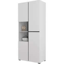 Vitrine haute 2 portes collection HAVANA. Coloris blanc et noir.