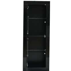 Vitrine Haute Brillante avec LED et Étagères en Verre Réglables, Meuble de Salon en Panneaux de Particules - 61x42x162 cm - Noir